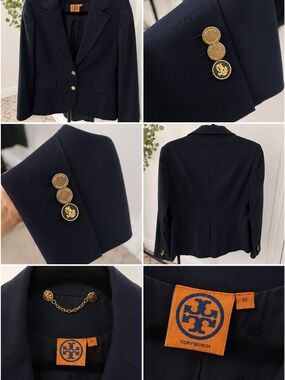 Tory Burch Women's Navy Gold-Button Blazer